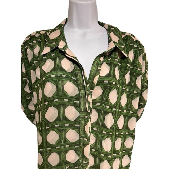 MISA Los Angeles Laura Short-Sleeve Midi Chiffon Shirtdress Size Large - Picture 6 of 12